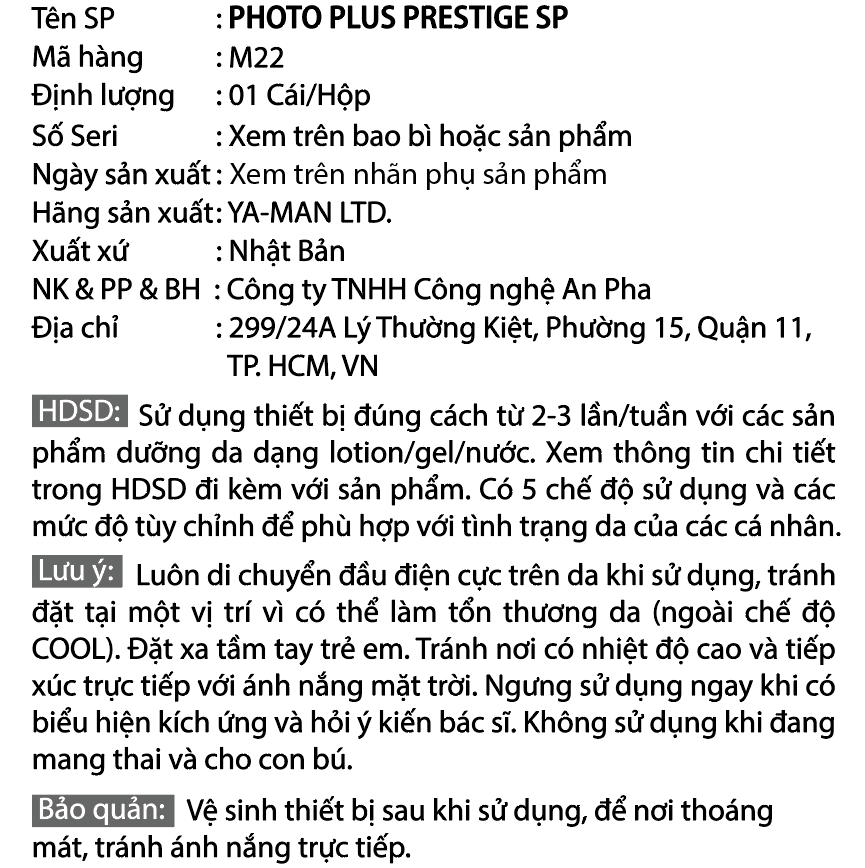  Photo PLUS Prestige SP M22 - Chống Lão Hóa Làm Sáng Da Cao Cấp 