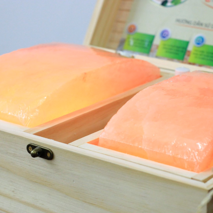 Hộp Đá Muối Đặt Chân Mặt Cong 2 Viên Cao Cấp