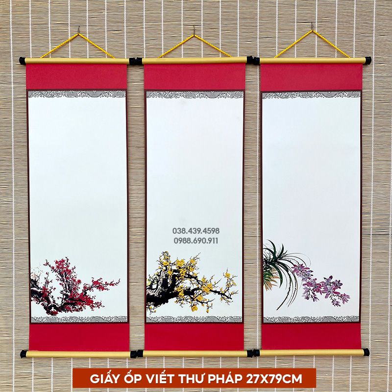 Giấy ốp, liễn giấy in tranh viết thư pháp 27x79 cm OPM02 (chưa gồm nẹp treo)