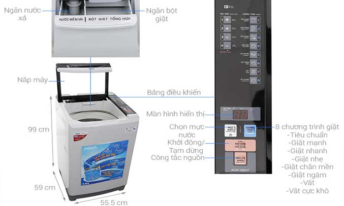 Máy giặt Aqua AQW-S80AT nâng cao hiệu quả giặt giũ