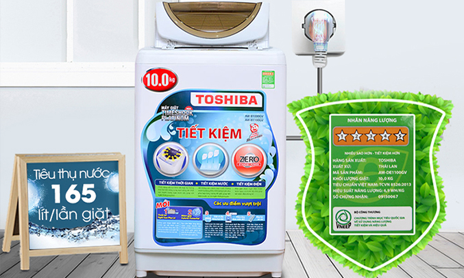 Máy giặt Toshiba AW-B1100GV(WD) 10 kg tiết kiệm điện nước hiệu quả