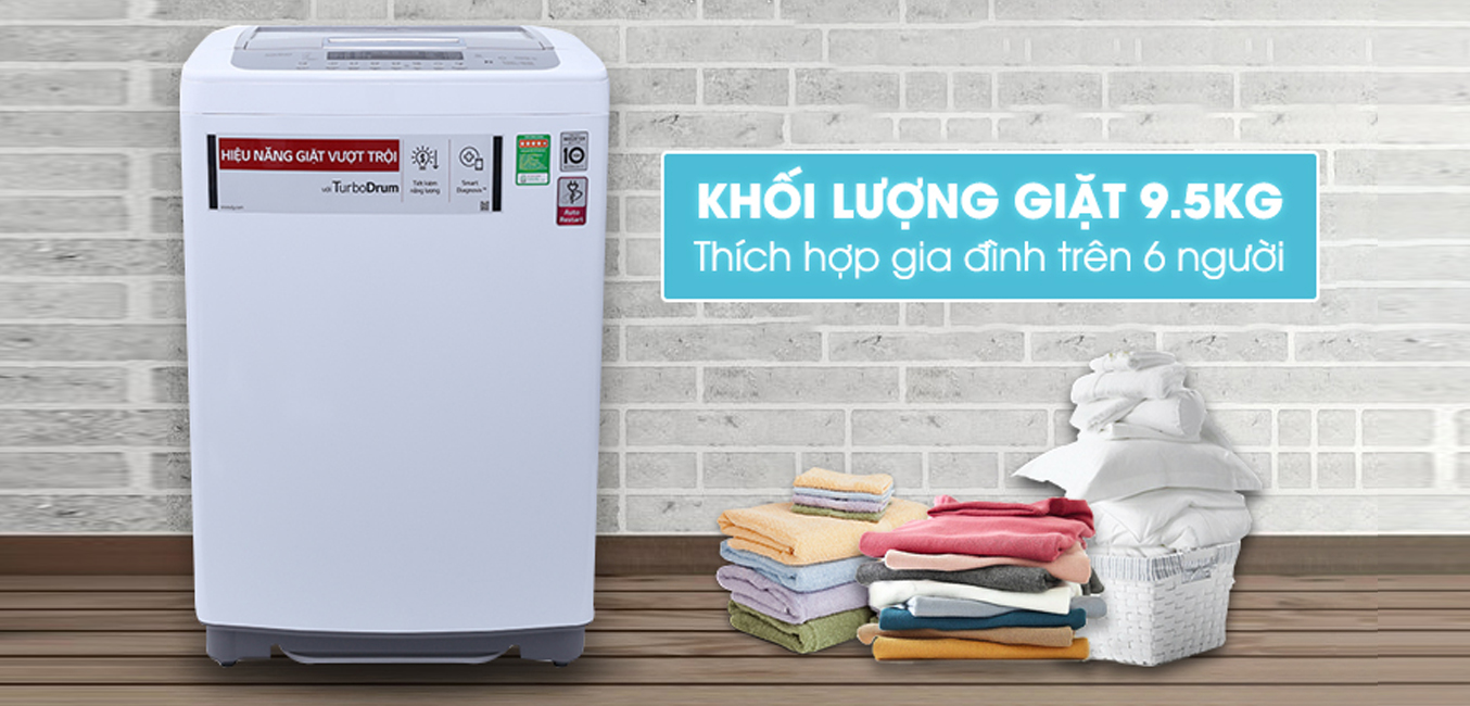 Máy giặt LG T2395VSPW 9.5kg khối lượng giặt lớn