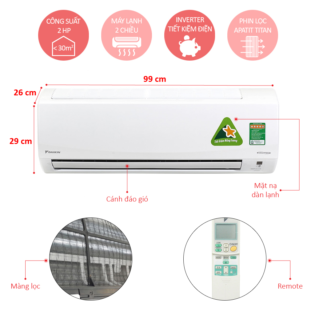 MÁY LẠNH DAIKIN INVERTER 2 HP  FTHM50HVMV