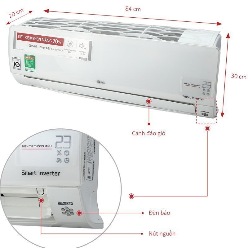 MÁY LẠNH LG INVERTER 1 HP V10APD