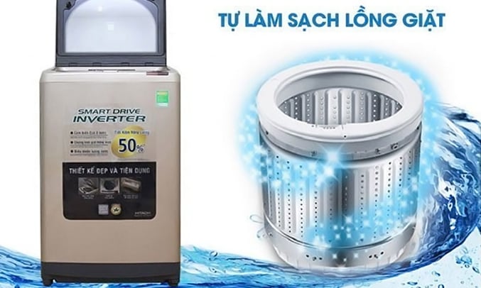 Máy giặt Hitachi SF-200XWV 220-VT(CH) tự làm sạch lồng giặt