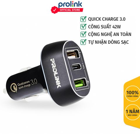 Sạc Ô Tô 3 Cổng Prolink PCC34201