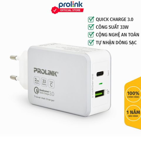 Củ Sạc Nhanh 2 Cổng USB Prolink PTC23301