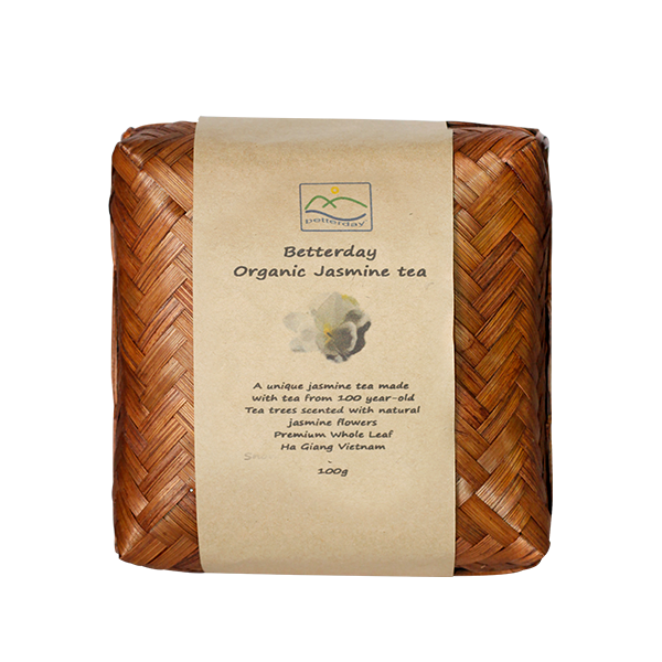  Trà nhài hữu cơ hộp mây tre/ Organic Jasmine Tea bamboo box 