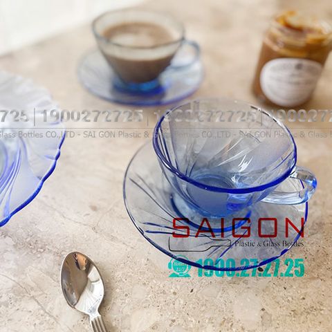 Bộ Tách Thủy Tinh Cường Lực Duralex Beau Rigave Marine Tea Mug Glass 180ml | DURALEX D9005BG , Nhập Khẩu Pháp