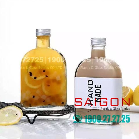 Chai Dẹp Cổ Cò Thủy Tinh 350ml | Nắp Nhôm , Tùy Chọn Màu Nắp