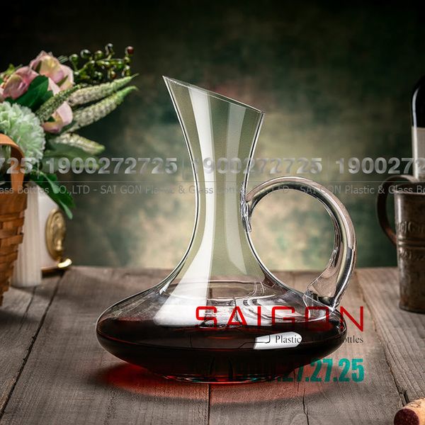 Bình Rót Rượu Có Quai Thủy Tinh King Dealay Decanter 1700ml | JX9002.Q , Thủy tinh Cao Cấp