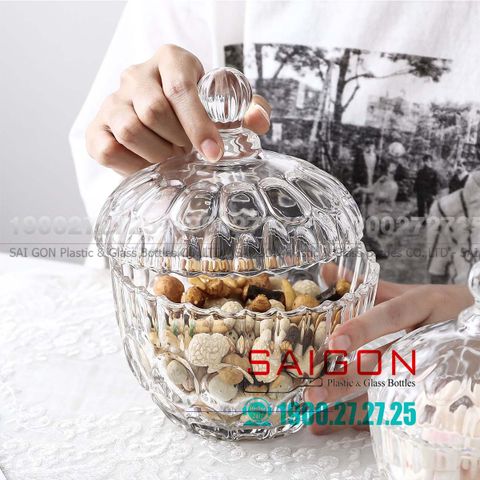 Thố Mứt Thủy Tinh , Hũ Kẹo Thủy Tinh Deli Candy Jar Glass | Deli TG1064-4 ,Thủy Tinh Cao Cấp