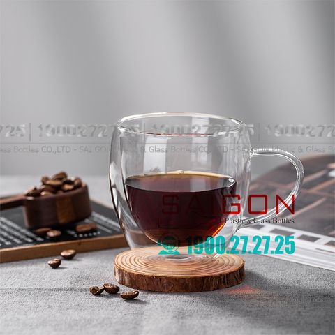Ly Thủy Tinh 02 lớp Delisoga Borosilicate Espresso Milk Double Wall Glass Cup 250ml | Deli GPB212 , Thủy Tinh Cao Cấp