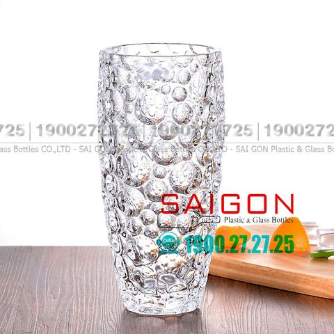 Bình Hoa Thủy Tinh Deli Delisoga Chấm Bi Lớn 30cm | Deli DSGD2032-2 , Thủy Tinh Cao Cấp