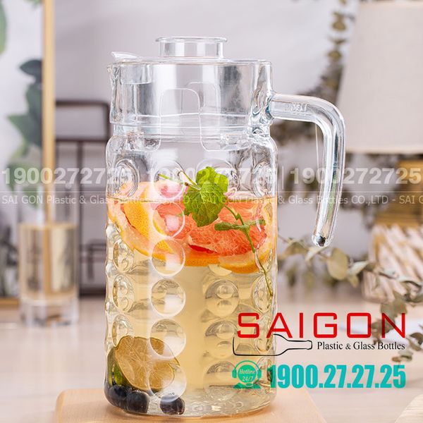 Bình Nước Thủy Tinh Deli Pitcher Glass 1850ml | DELI E001H1, Thân Chấm Bi