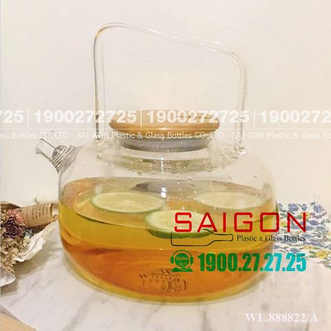 Bình Trà Thủy Tinh Wilmax Thermo Tea Pot 1200ml | WL-888822/A , Thủy Tinh Chịu Nhiệt