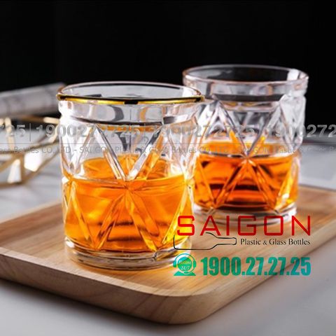 Ly Thủy Tinh Deli Vintage Rock Gold Rim Glass 340ml | DELI DSKB010.AR , Thủy Tinh Cao Cấp