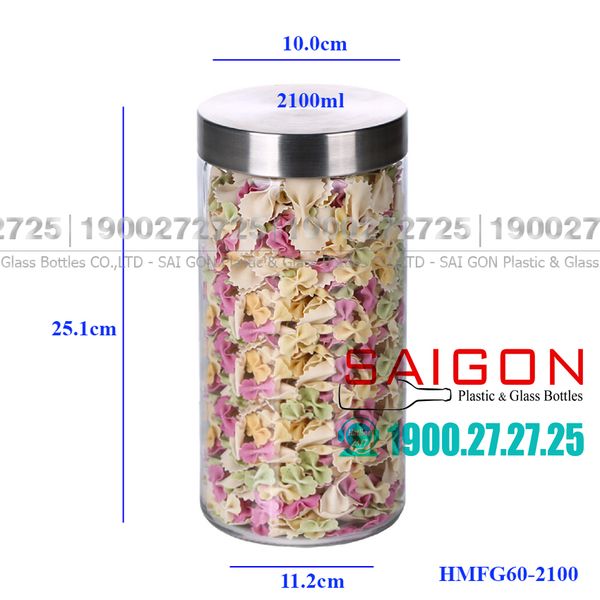 Hũ Thủy Tinh Delisoga Glass Sealed Jar 2100ml , Nắp Inox 304 | HMFG60-2100 ,Thủy Tinh Cao Cấp