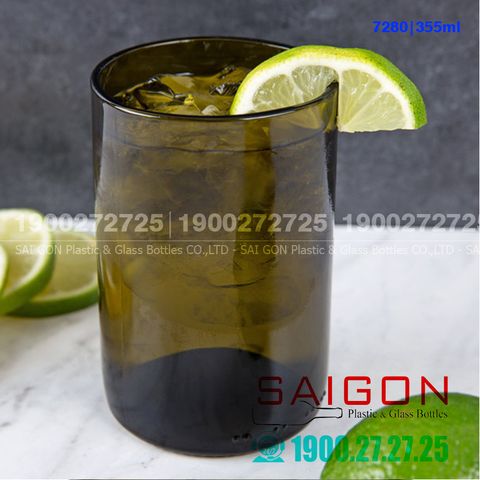 Ly Thủy Tinh Libbey Bottle Base Tumbler Green 355ml | Libbey 97280 , Nhập Khẩu USA