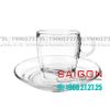 Bộ Tách Thủy Tinh Ocean Caffe Capuccino Glass195ml ( Đĩa + Tách ) | Ocean ( P02471 + P02441 ) , Thủy Tinh Nhập Khẩu Thái Lan
