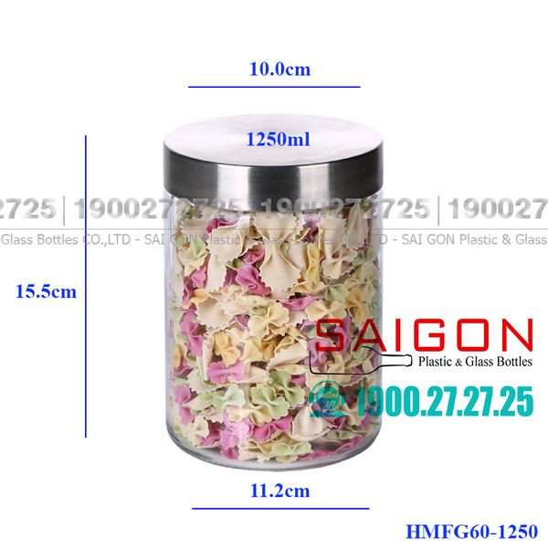 Hũ Thủy Tinh Delisoga Glass Sealed Jar 1250ml , Nắp Inox 304 | HMFG60-1250 ,Thủy Tinh Cao Cấp