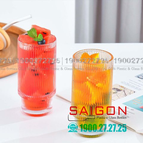 Ly Thủy Tinh Sọc 02 Tầng INS Stripes Tumber Glass 300ml | INS.211T , Thủy Tinh Cao Cấp