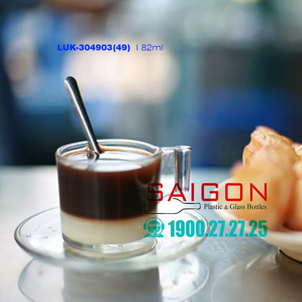 Bộ Tách Thủy Tinh Lucky Cafe Nóng 82ml | Luk-304903(49) , Nhập Khẩu Thái Lan