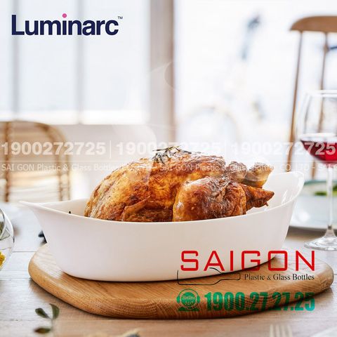 Khay Nướng Thủy Tinh Luminarc Smart Cuisine Oval 38cm*23cm | Luminarc N3486 , Thủy Tinh Trắng Sữa Chịu Nhiệt Cao Cấp