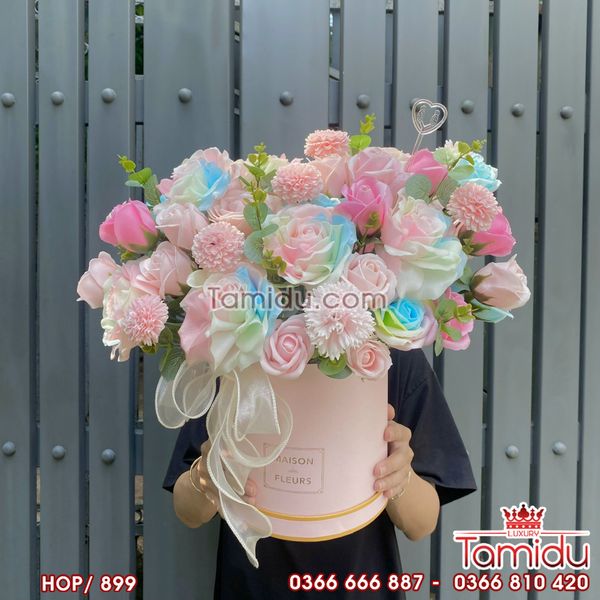 Hộp Hoa Sáp Pastel nhẹ nhàng tinh khôi