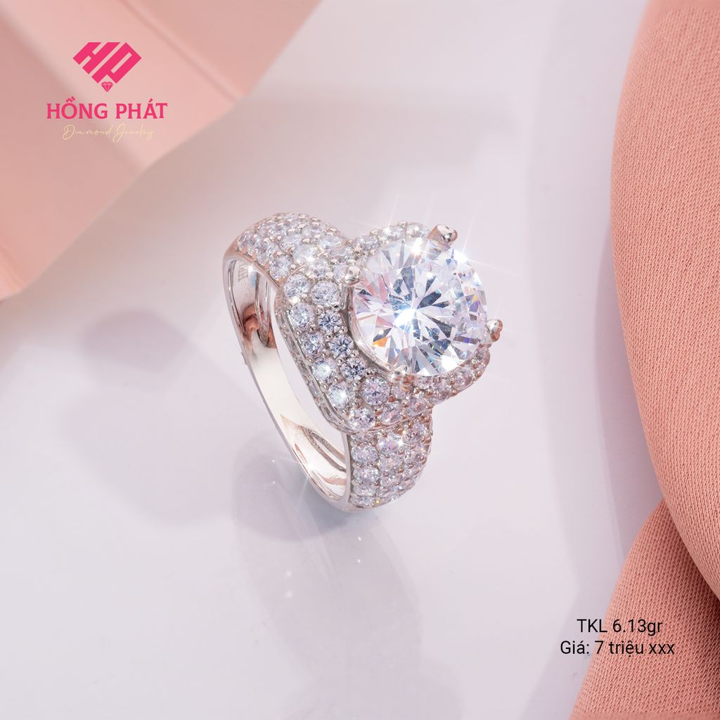Nhẫn Nữ Bạch Kim 750 Hột Chủ C9-00288