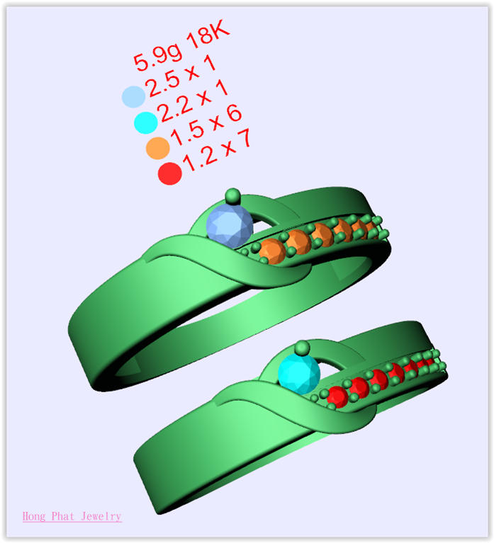 Mẫu Nhẫn Cặp 3D NC 204