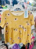  [14-17kg] Áo Váy Tay Ngắn Bé Gái Cter - Vàng Chấm Hoa 