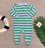  [0-3M ; 6-9M] Sleepsuit Khóa Kéo Có Vớ ON Bé Trai  - Xanh Sọc Cua 