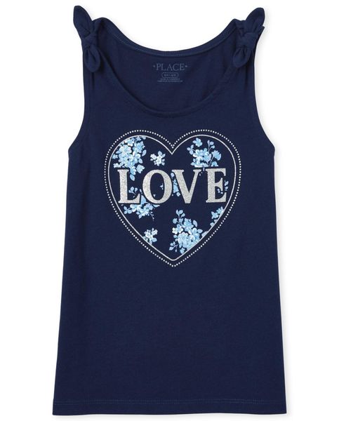  [15-16kg] Áo Thun 3 Lỗ Bé Gái PL - Navy Love Hoa 