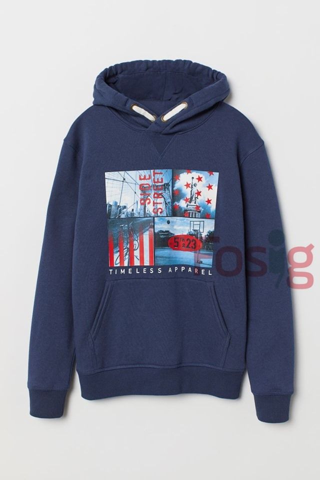  [34-36kg] Áo Hoodie Nỉ HM [Boy] - Navy Thành Phố 