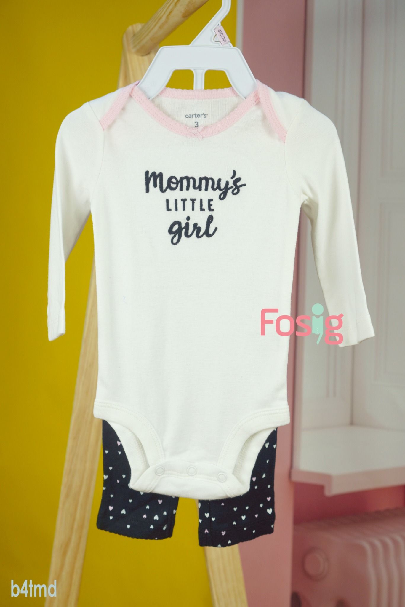  [3m-6m ; 12m-18m] Set Body Kèm Quần Bé Gái Carter - Trắng Mommy's Đen 