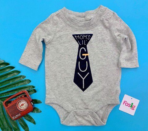  [6m-12m] Bodysuit Tay Dài Bé Trai GP - Xám Cà Vạt 