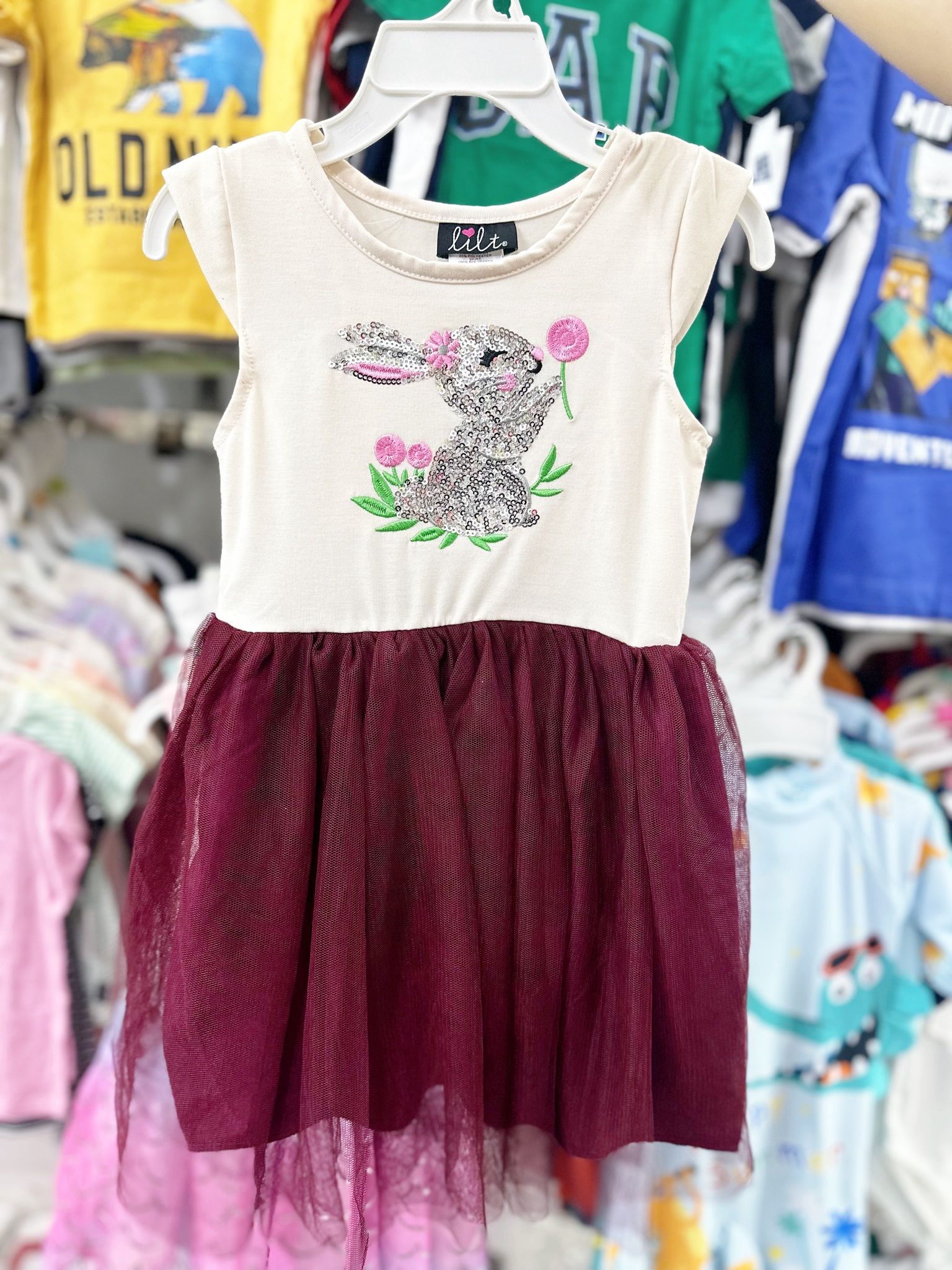 13-19kg Đầm Cánh Tiên Voan Công Chúa- Thỏ xám D05