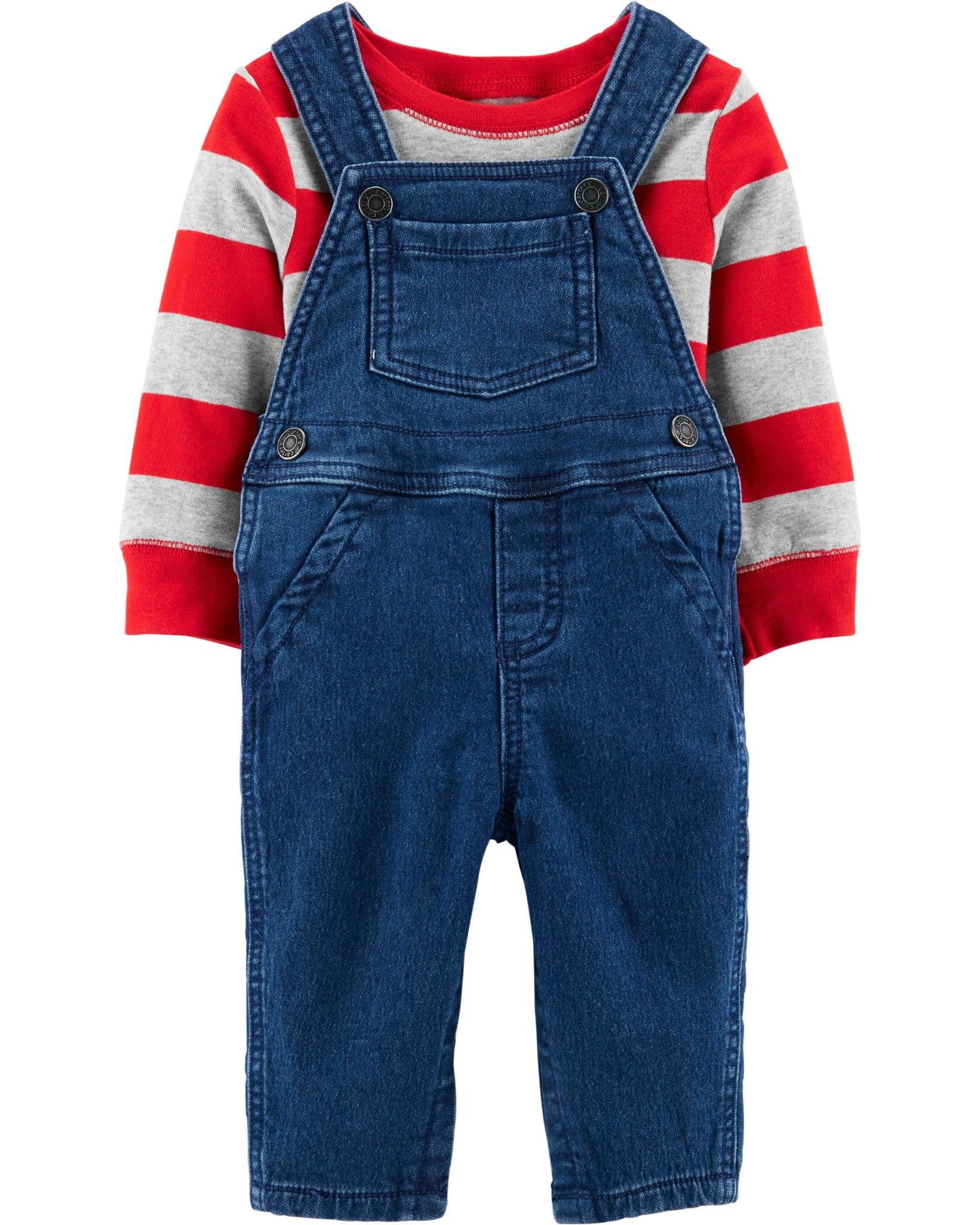  [3m-6m] Set Yếm Bé Trai Cter - Xanh Jean Nhạt 