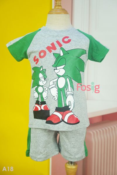  [12-15kg] Set Đồ Bộ Ngắn Bé Trai JB - Xám Sonic 