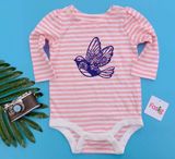  [3-6m] Bodysuit Tay Dài Bé Gái GP - Sọc Hồng Chim 