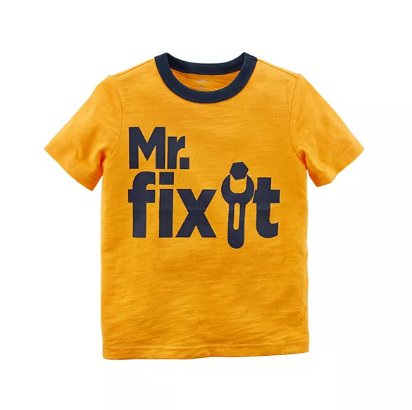  [12m-4T] Áo Thun Tay Ngắn Bé Trai Cter - Vàng Mr.Fixit 