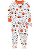  [3m] Sleepsuit Khóa Kéo Có Vớ Bé Trai - Trắng Bí Ngô Halloween 