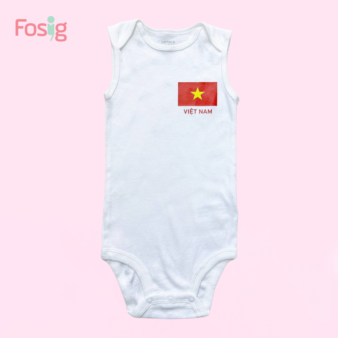 4-13kg Bodysuit cờ đỏ sao vàng cho bé- trắng 3 lỗ