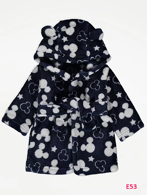  [3-9m]  Áo Choàng Ngủ Lông Mịn Unisex -  Navy Mickey 