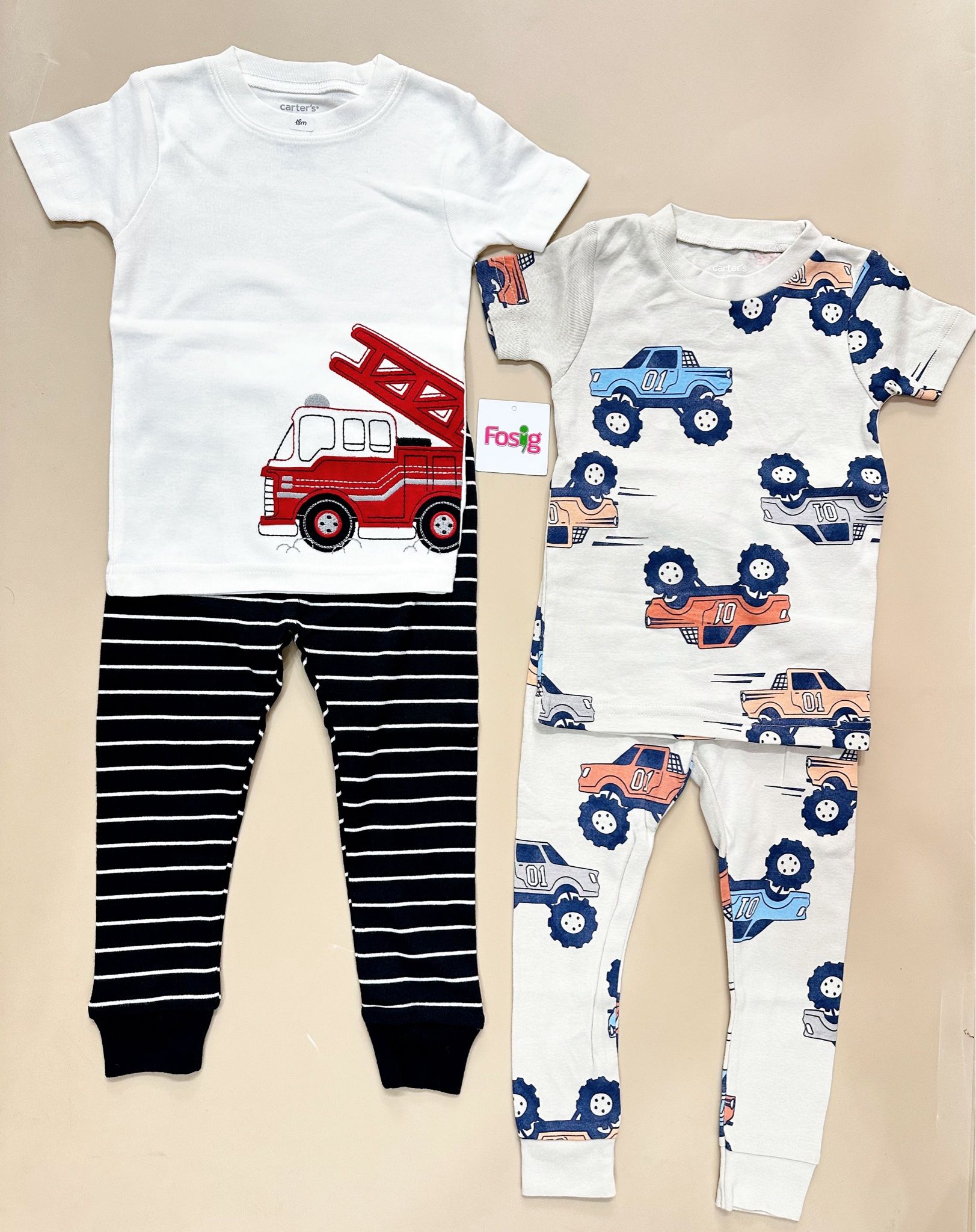 6-17kg; 28-30kg Set 2 đồ bộ tay ngắn quần dài cho bé trai-S2b02T
