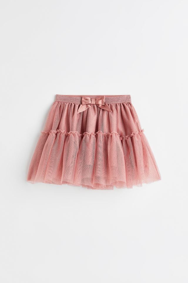 [13-15kg; 22-28kg Chân váy H.M voan lưng thun co giãn, có lót thun cho bé gái- Hồng đất nơ CV09