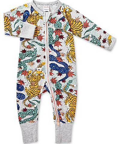  [3-6m] Sleepsuit Không Vớ Khóa Kéo Bé Trai - Xám Hổ 