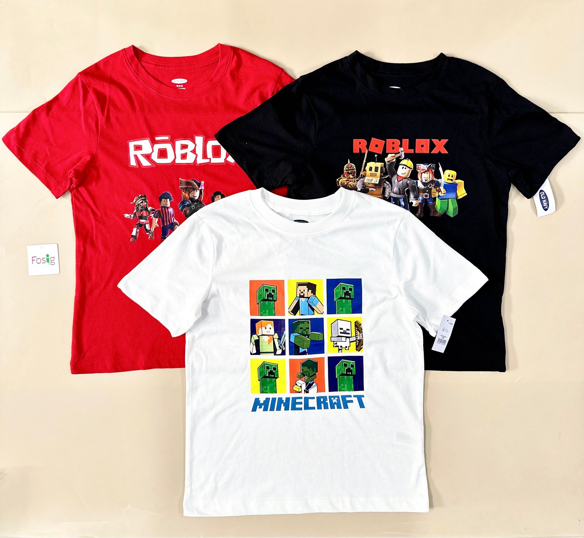 25-30kg; 35-45kg XS-2XL Set 3 áo ROBLOX, áo minecraft tay ngắn xịn. Tự tin, Cực ngầu- S3A17