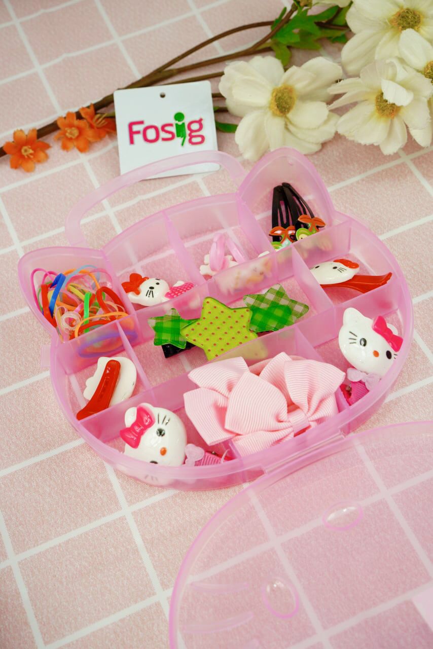  Set Hộp Phụ kiện Kẹp Tóc Hello kitty  Cho Bé  - Hồng [Set ngẫu nhiên] 